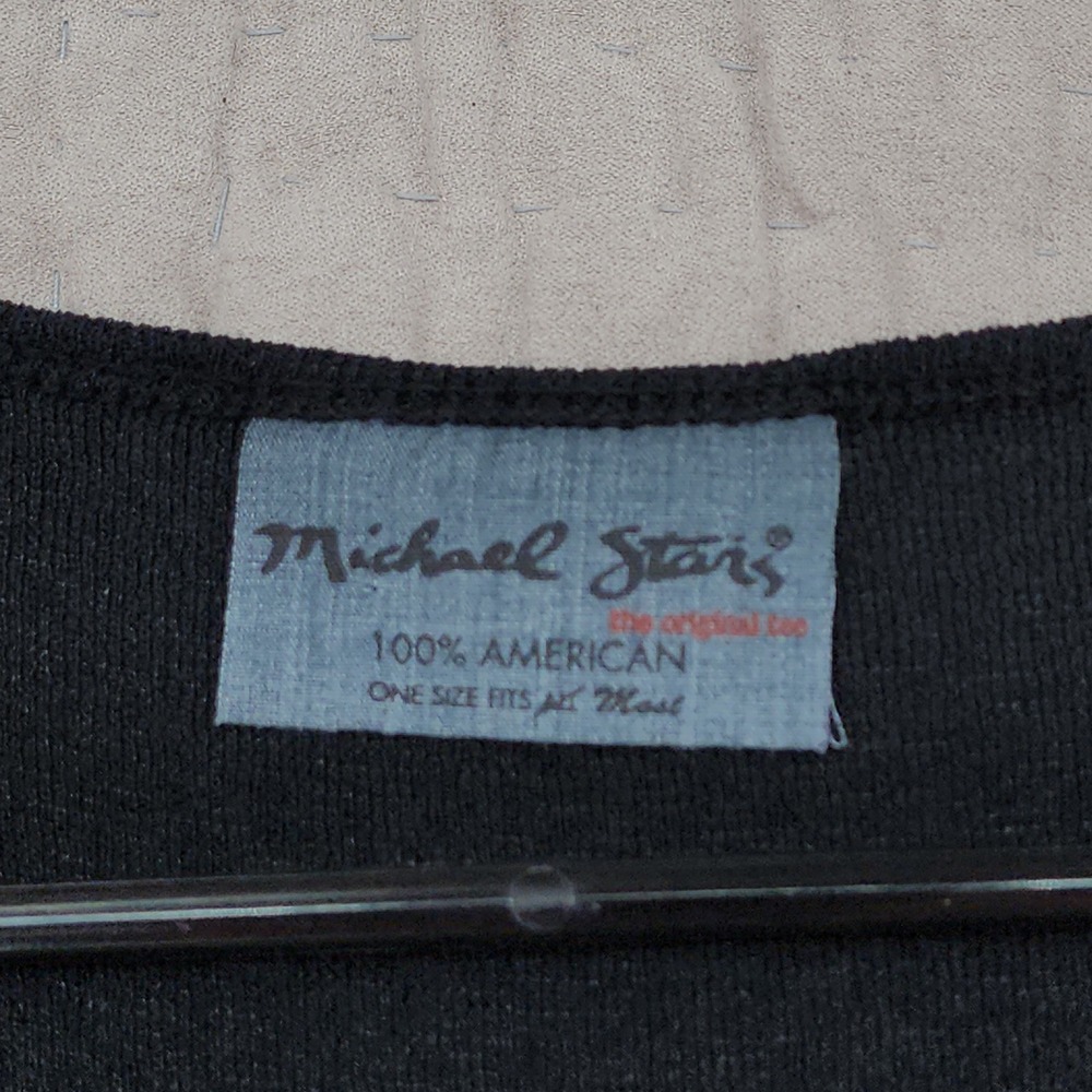 Michael Stars Dress One Size* Womens Black Surplice V-Neck Ribbed Knit Goth LBD - Picture 3 of 14